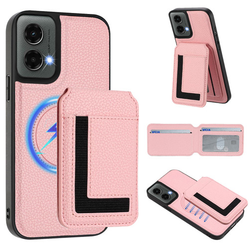 Moto G 5G 2024 CX01 Detachable Magsafe Magnetic Card Bag Phone Case - Pink